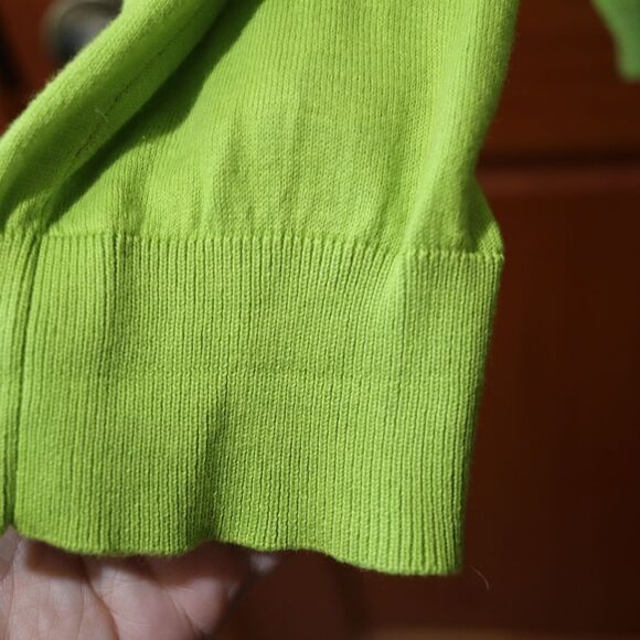 Kenneth Cole Lime Green Cardigan Exposed Zipper Sheer Back LG - Picture 12 of 16